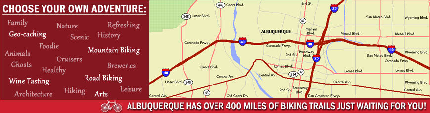 Explore Albuquerque's 400 plus bike trails with Routes Bicycle Rentals & Tours